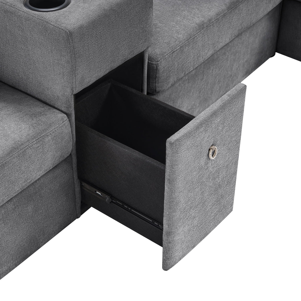 Modular 5-seat U-shaped sectional sofa with chaise, cup holders and storage drawer on Tampa Home & Garden Store