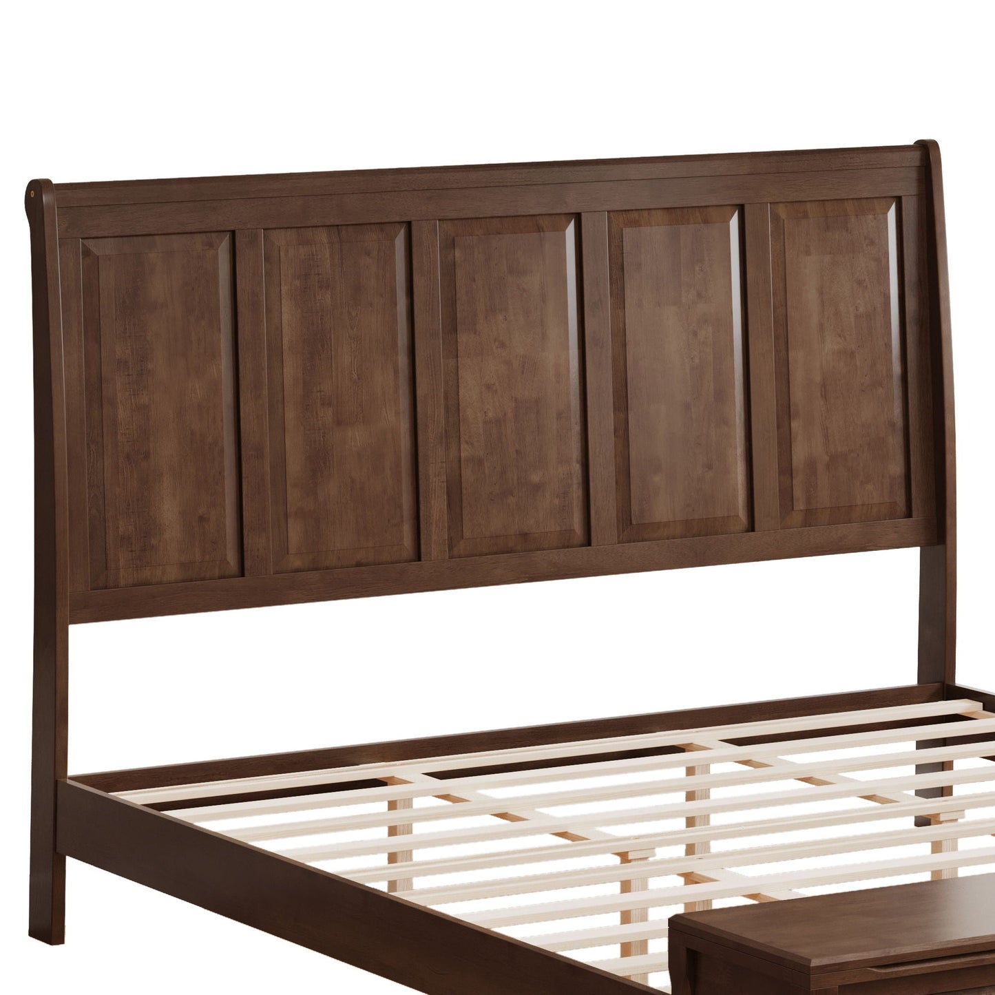 Modern Sleigh Bed with Tall Headboard and Bench