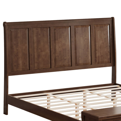 Modern Sleigh Bed with Tall Headboard and Bench