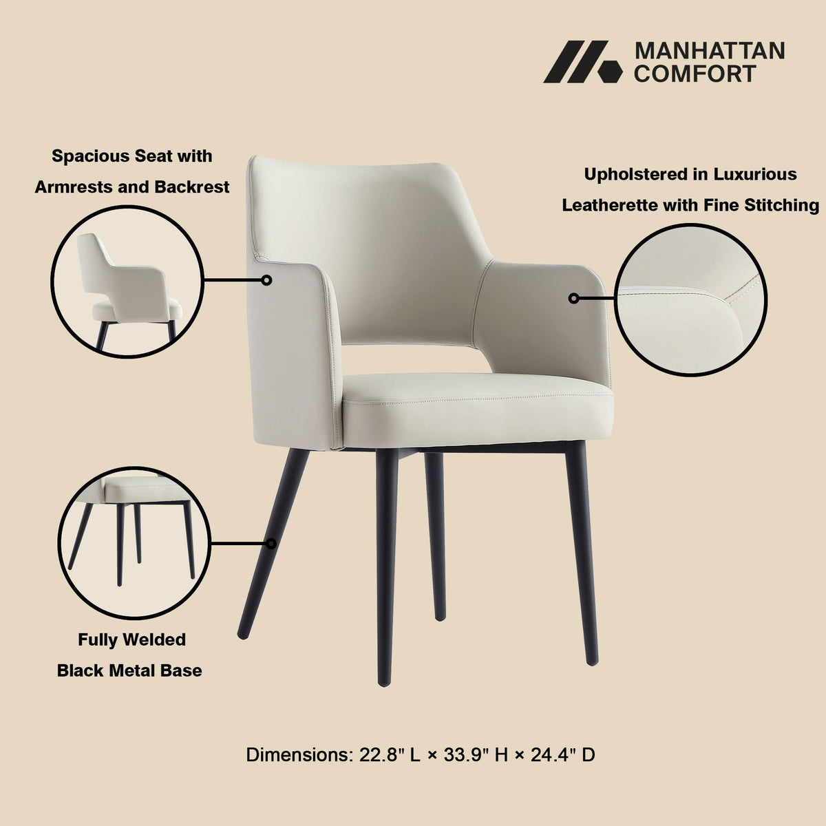 Modern Tremont Dining Armchair and Steel Frame