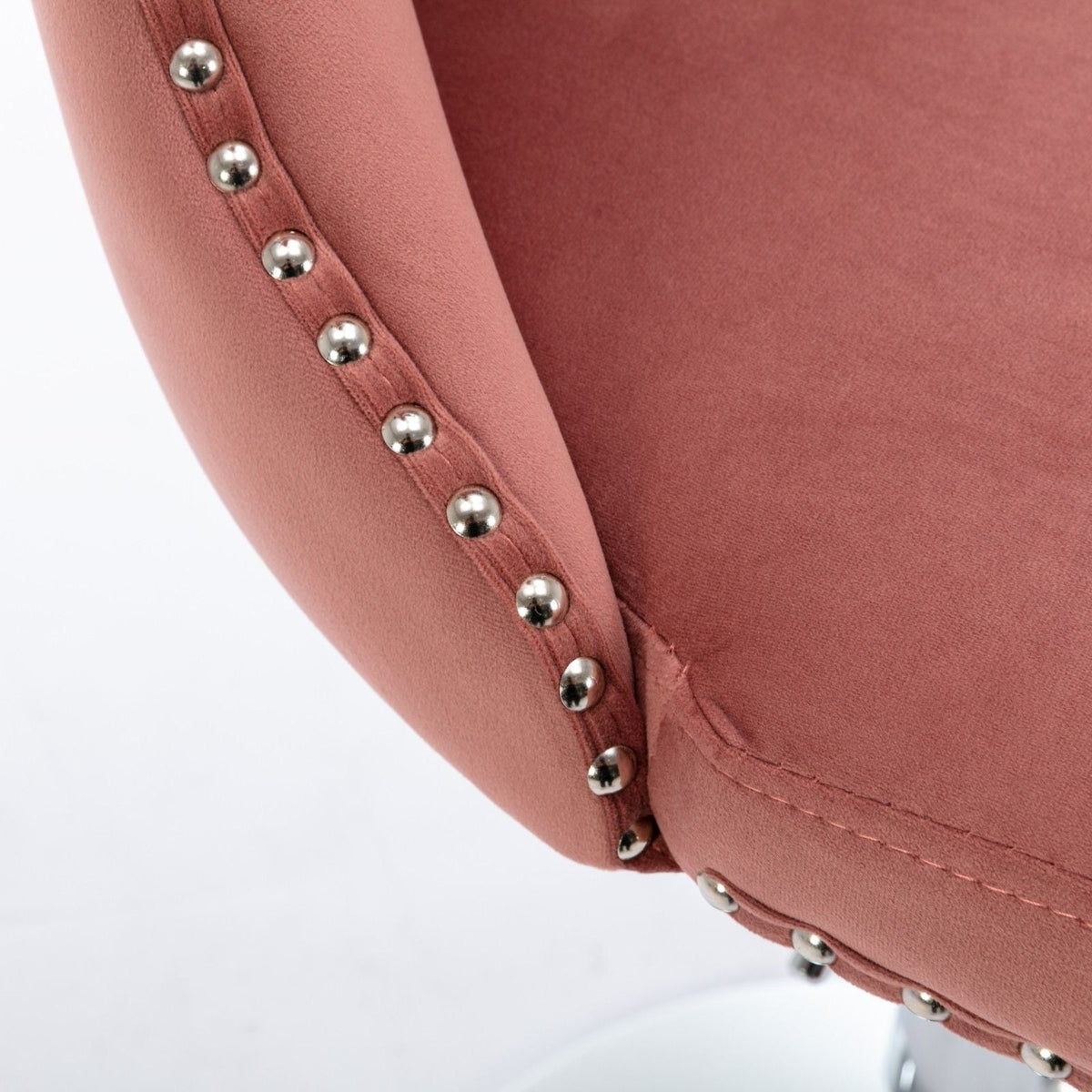 Swivel adjustable height barstools set of 2 in pink faux leather with metal studded trim on Tampa Home & Garden Store