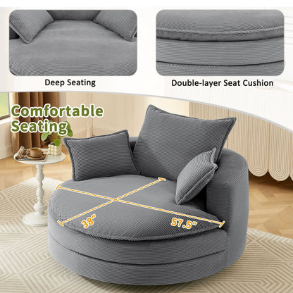 360 Degree Swivel Barrel Chair with Dual Cushions