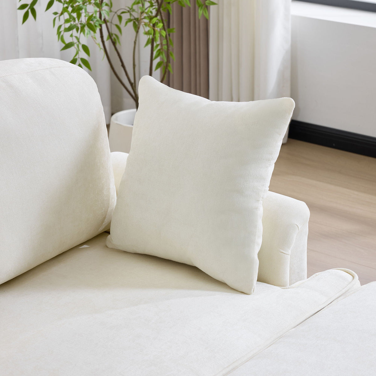 L-Shaped Sectional Sofa white fabric cushions 2 piece living room set HouseOfZazla on Tampa Home & Garden Store