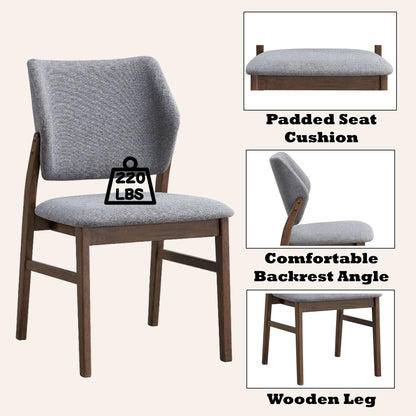Padded Seat Side Chair set of 2 in gray fabric with wooden legs HouseOfZazla on Tampa Home & Garden Store