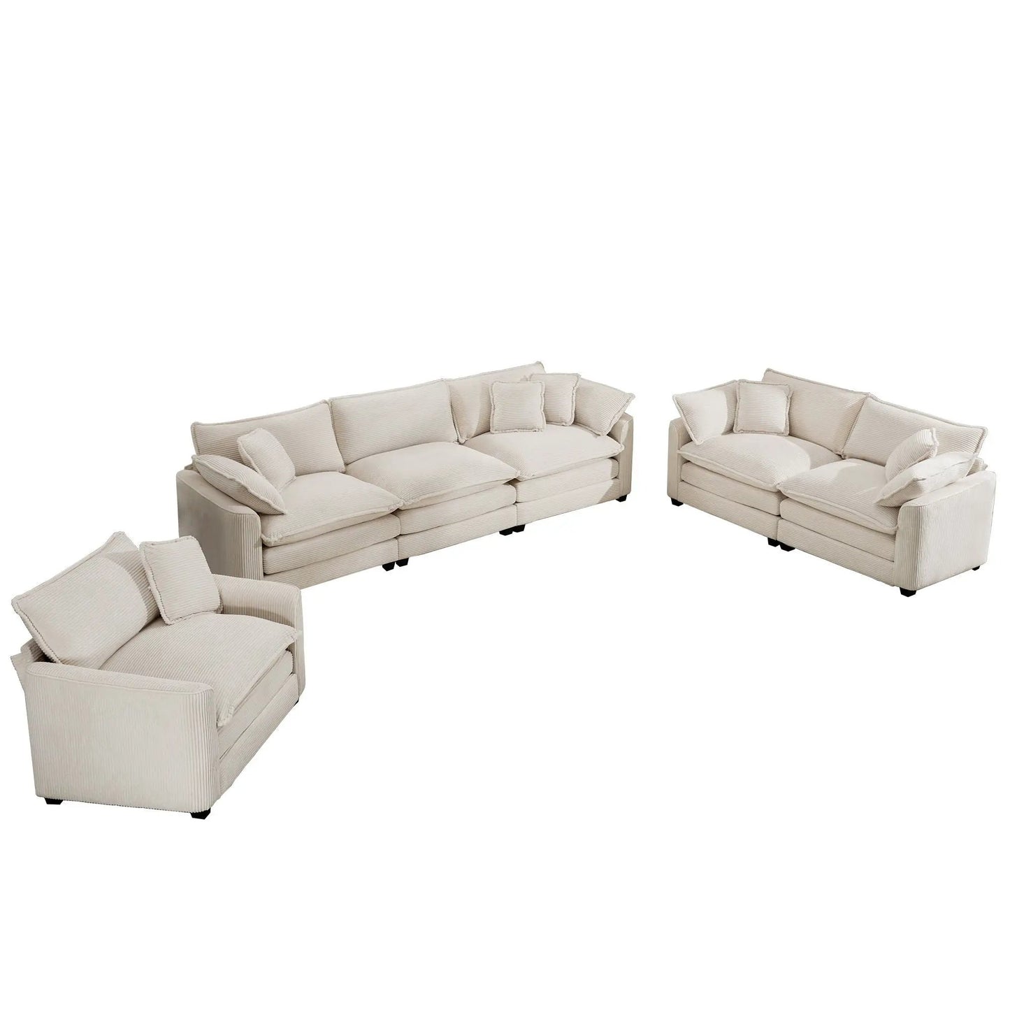 Elegant Sectional Sofa Set with Deep Seats