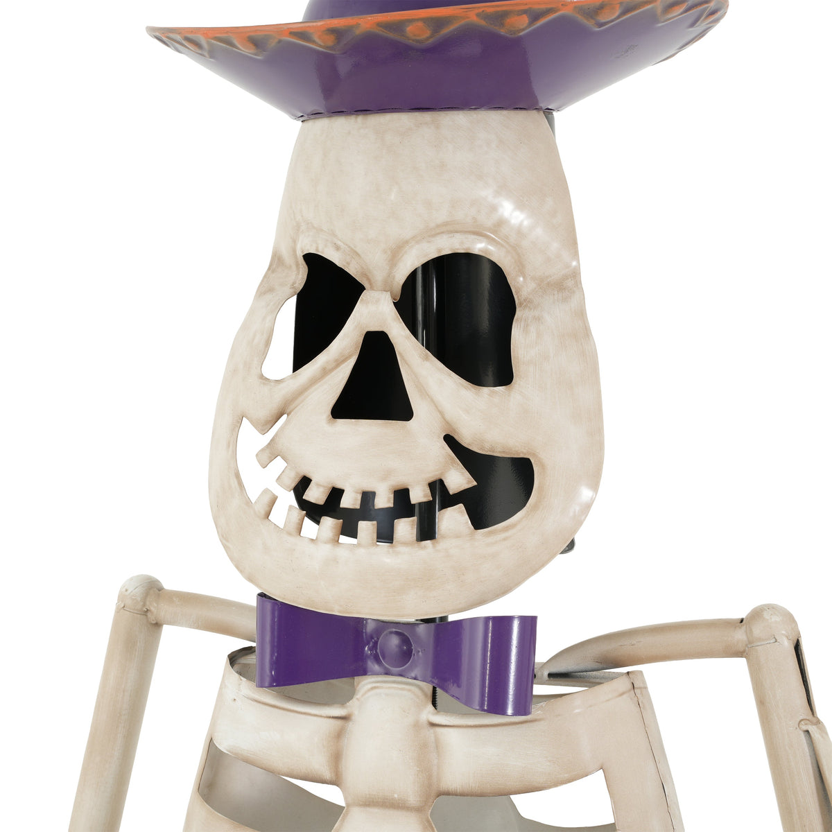 Skeleton Garden Decor statue with purple top and beige bones by HouseOfZazla on Tampa Home & Garden Store