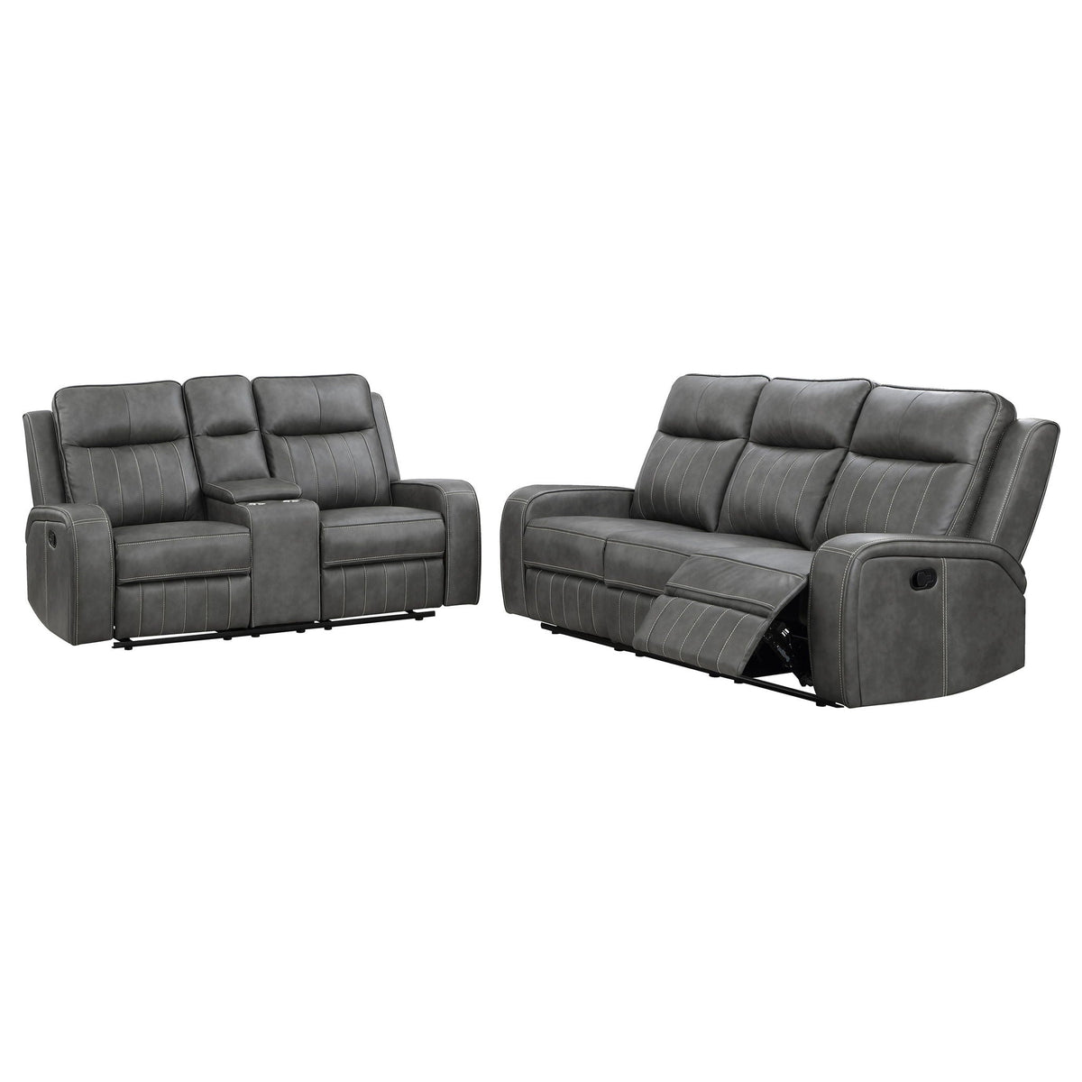 Forrest 2 Piece Motion Reclining Sofa Set Gray by HouseOfZazla, two reclining seating units on Tampa Home & Garden Store