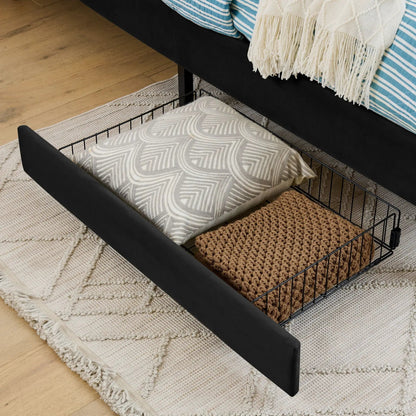 Upholstered Bed Frame With Drawers and Sofa Bed