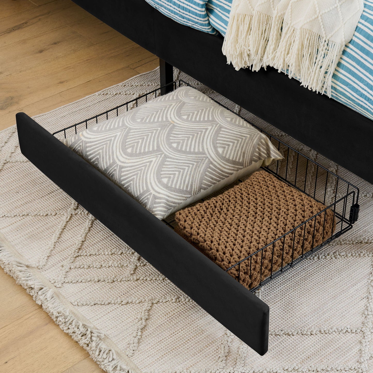 Upholstered Platform Sofa Bed with Drawers