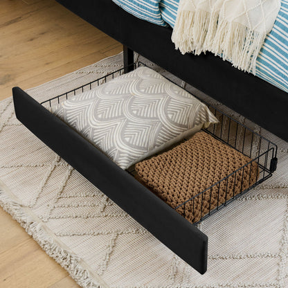 Upholstered Platform Sofa Bed with Drawers