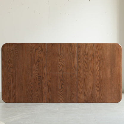 Telescopic wood dining table with extendable top in dark walnut wood grain on Tampa Home & Garden Store