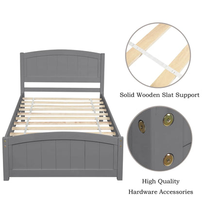 Platform Bed and Headboard With Footboard Slats