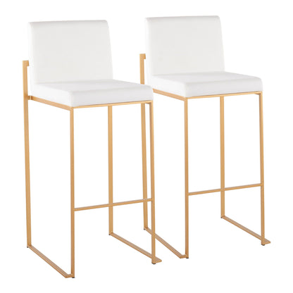 Contemporary high-back barstool pair with white upholstery and gold frames by HouseOfZazla on Tampa Home & Garden Store