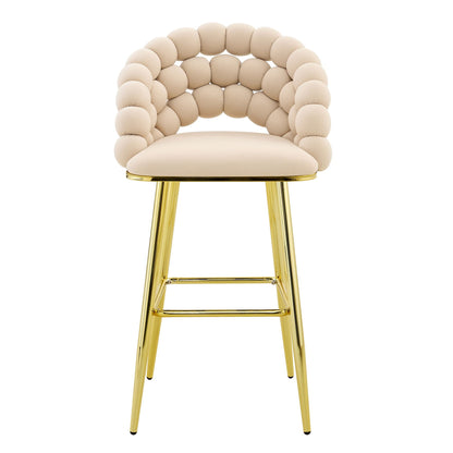 Ball Chain Bubble Tufted Bar Chairs Set Of Two