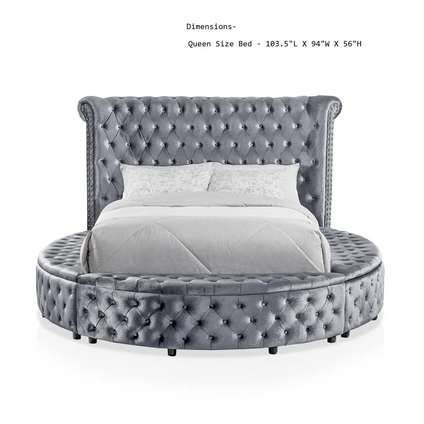 Glam Button Tufted Wingback Bed With USB Ports