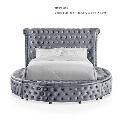 Glam Button Tufted Wingback Bed With USB Ports