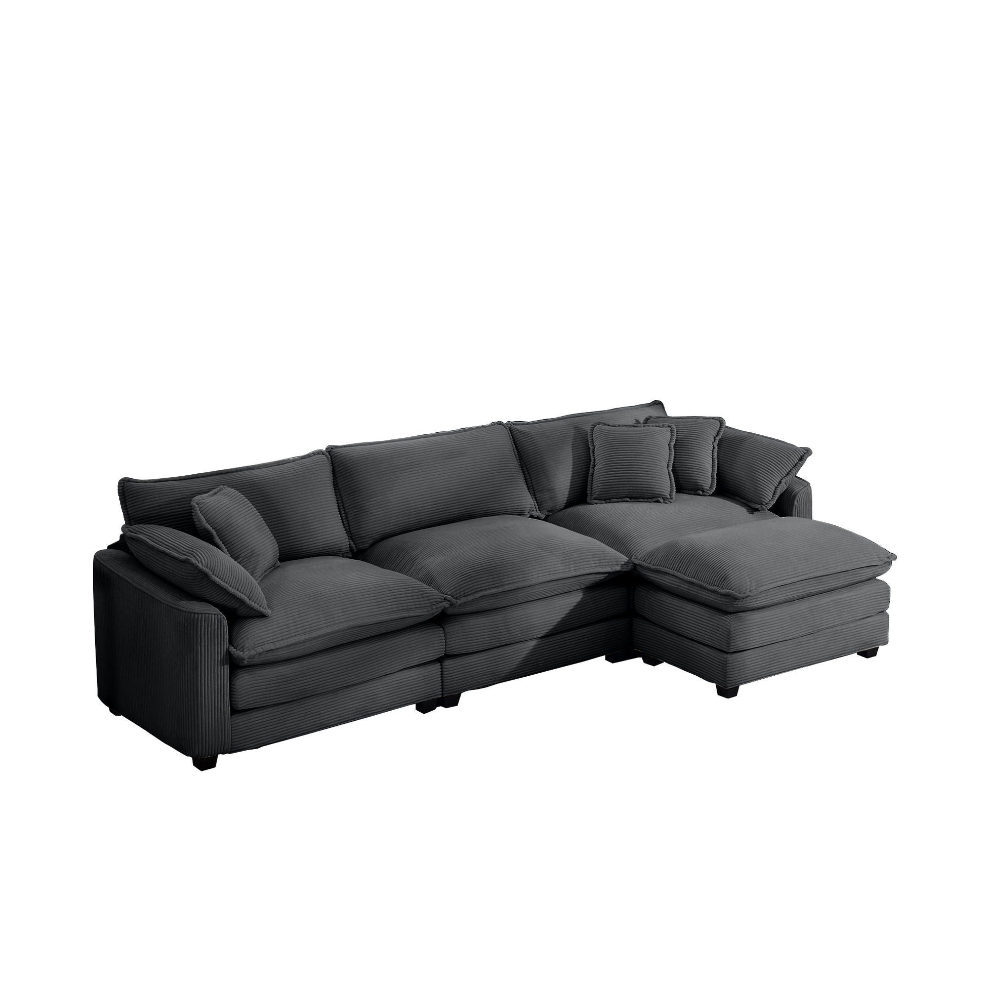 Modern oversized modular cushion sofa with ottoman in gray, deep seating HouseOfZazla 2-piece on Tampa Home & Garden Store