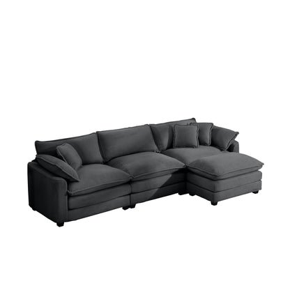Modern oversized modular cushion sofa with ottoman in gray, deep seating HouseOfZazla 2-piece on Tampa Home & Garden Store