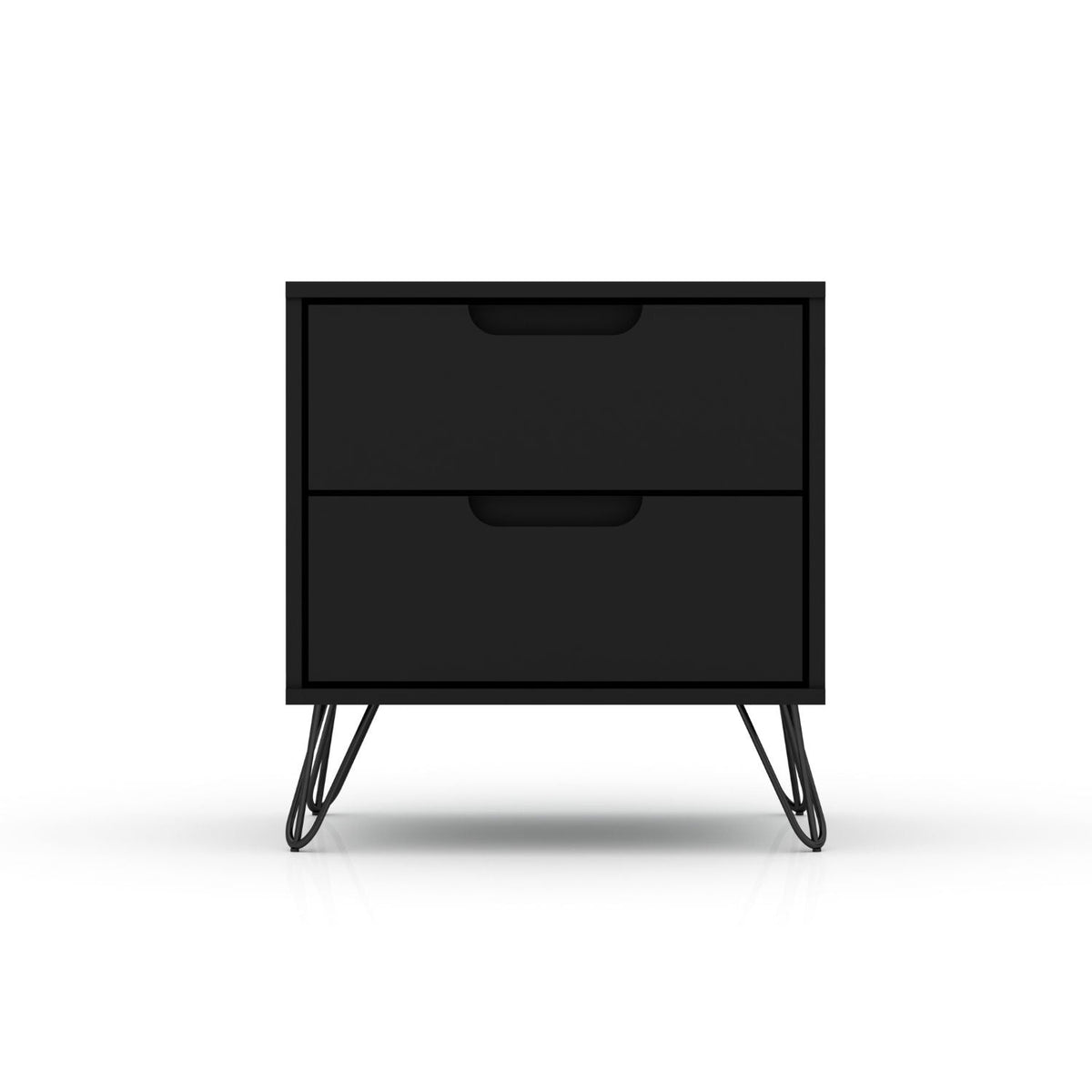 2 Drawer Nightstand in black with durable splayed metal legs by HouseOfZazla on Tampa Home & Garden Store