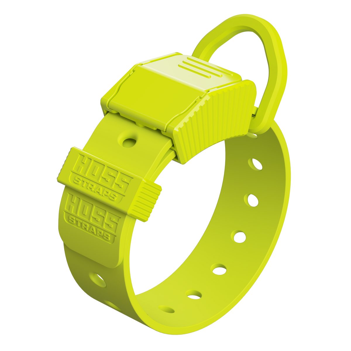 Kill Switch Wristband by Hoss Straps, neon yellow watercraft safety strap with embossed logo on Tampa Home & Garden Store