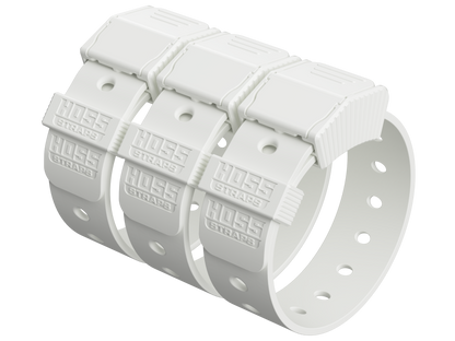 Hoss Straps Gear Straps 12-Inch, white modular camping straps with embossed branding on Tampa Home & Garden Store