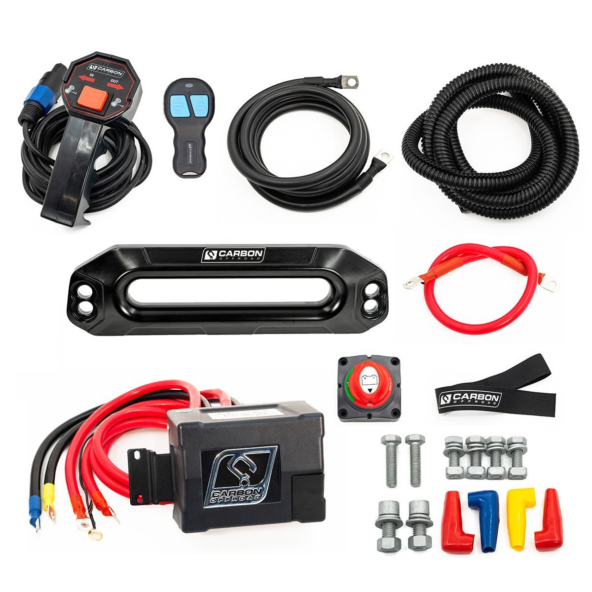 Carbon Offroad USA 24V winch accessory kit with remote and controller box and cables on Tampa Home & Garden Store