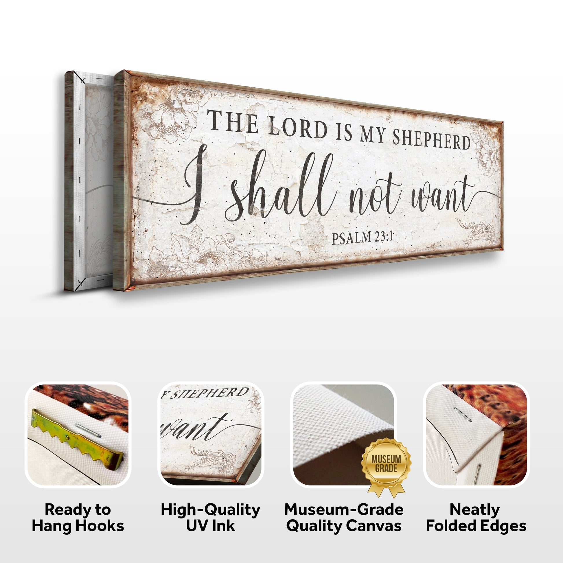Canvas sign The Lord Is My Shepherd Psalm 23:1 Tailored Canvases distressed crafting canvas on Tampa Home & Garden Store