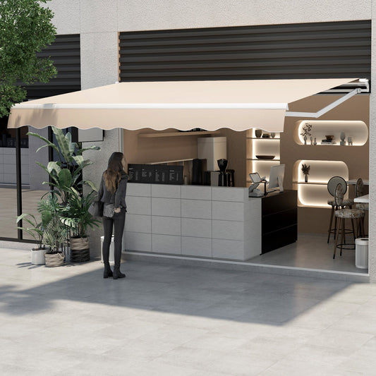 13 × 8 Feet Retractable Patio Awning Aluminum Deck Sunshade-Beige - Tampa Home & Garden Store