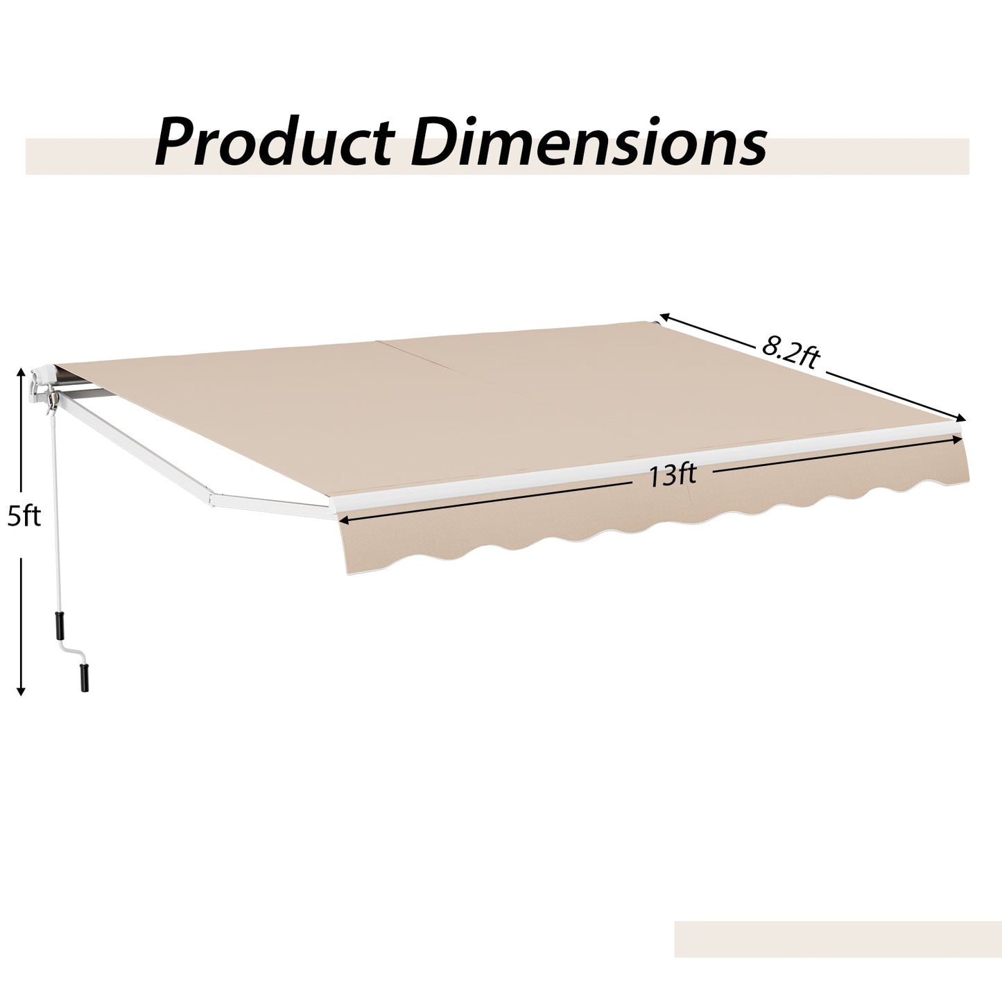 13 × 8 Feet Retractable Patio Awning Aluminum Deck Sunshade-Beige - Tampa Home & Garden Store