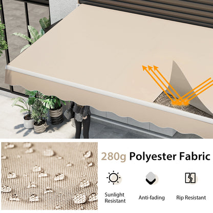 13 × 8 Feet Retractable Patio Awning Aluminum Deck Sunshade-Beige - Tampa Home & Garden Store