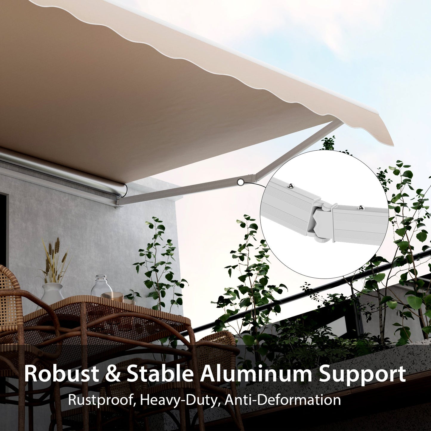 13 × 8 Feet Retractable Patio Awning Aluminum Deck Sunshade-Beige - Tampa Home & Garden Store