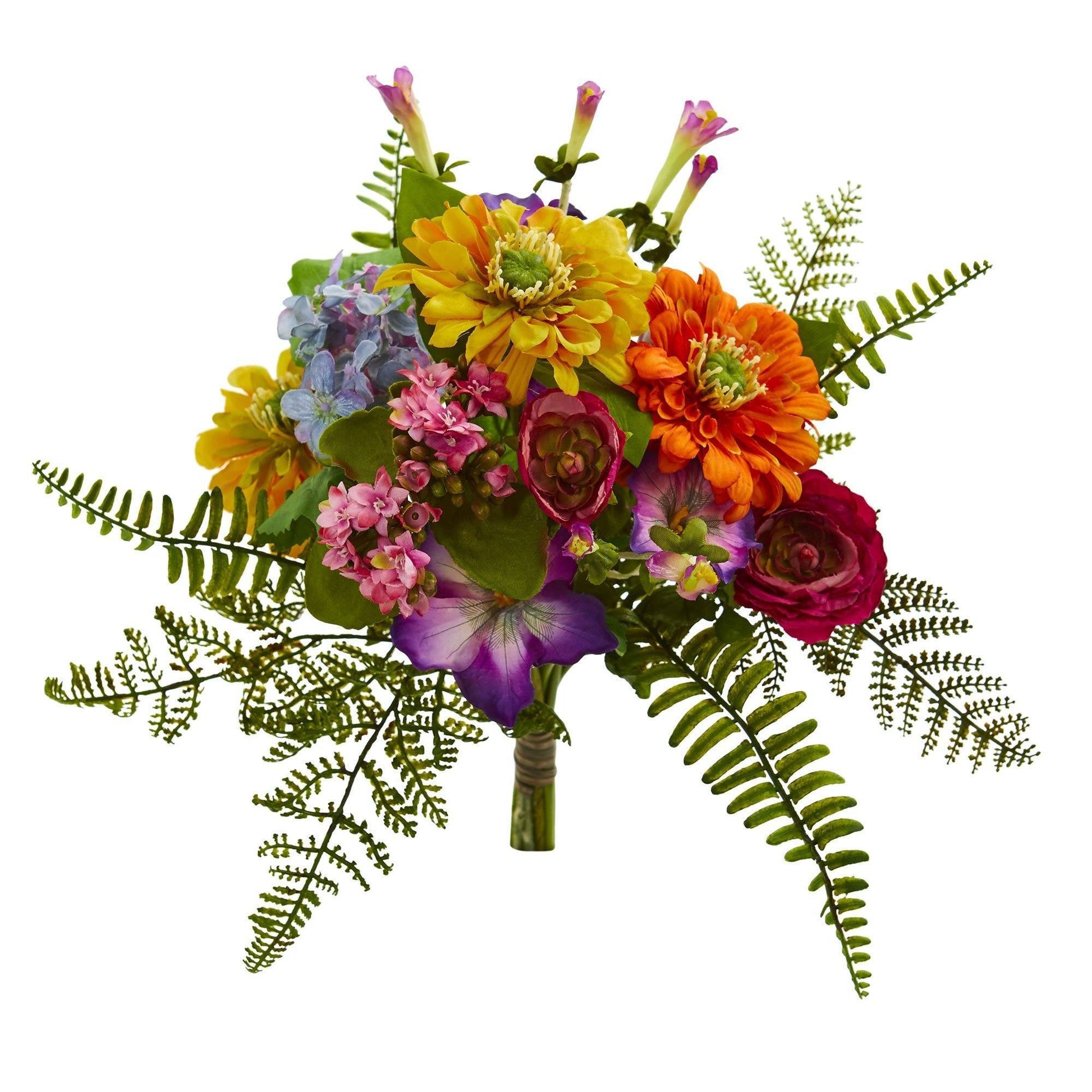 13” Artificial Mixed Flowers Bush (Set of 2) - Tampa Home & Garden Store