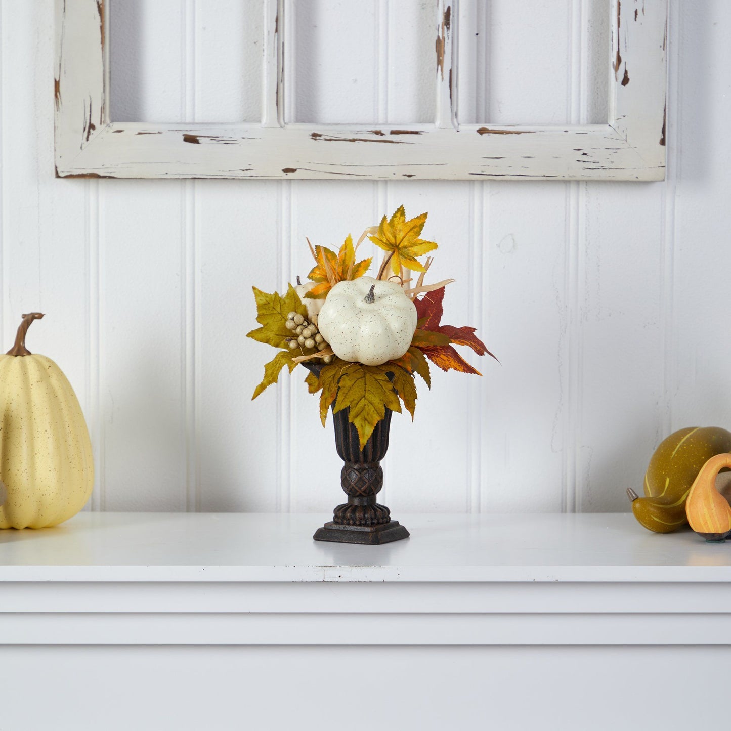 13” Fall Pumpkin and Berries Artificial Autumn Arrangement in Decorative Urn - Tampa Home & Garden Store