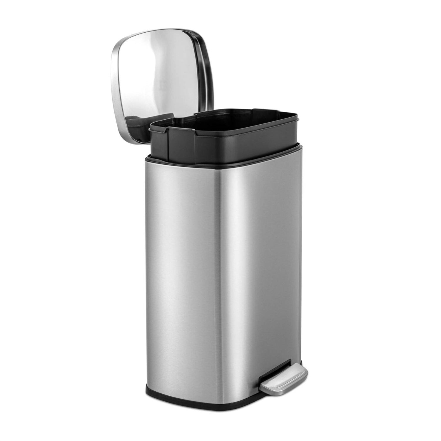 13 Gallon Brushed Stainless Steel Kitchen Trash Can with Step Open Lid - Tampa Home & Garden Store