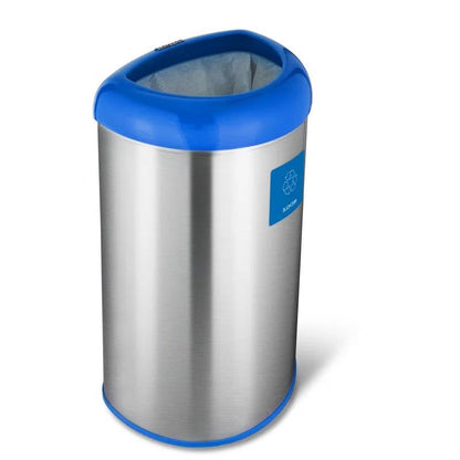 13-Gallon Stainless Steel Recycle Bin with Blue Open Top - Tampa Home & Garden Store
