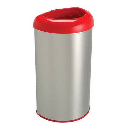 13-Gallon Stainless Steel Trash Can with Red Open Top - Tampa Home & Garden Store