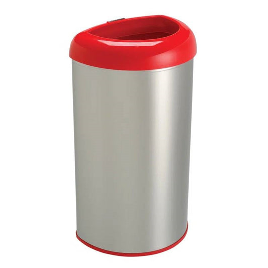 13-Gallon Stainless Steel Trash Can with Red Open Top - Tampa Home & Garden Store