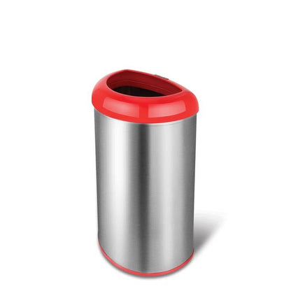 13-Gallon Stainless Steel Trash Can with Red Open Top - Tampa Home & Garden Store