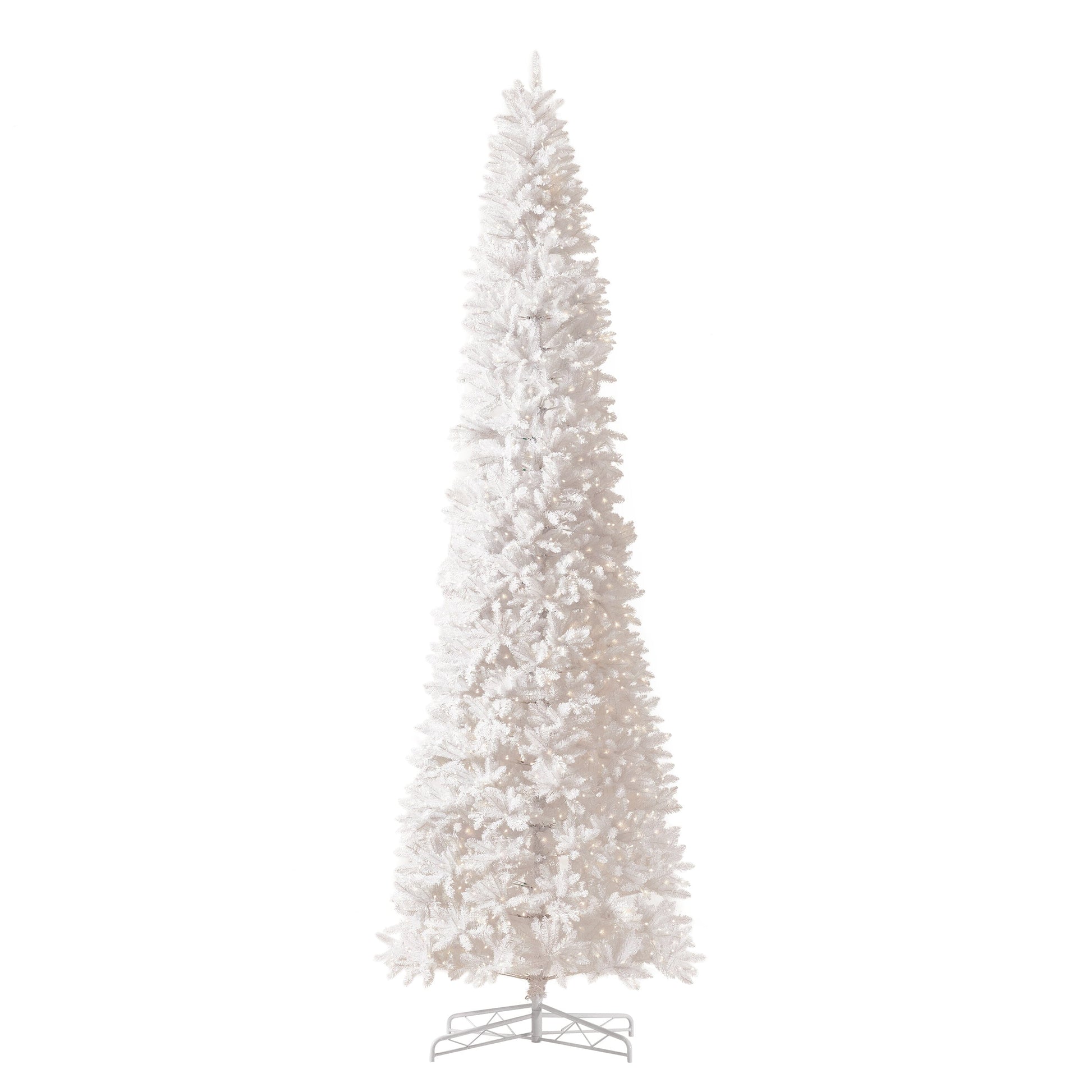 13’ Slim White Artificial Christmas Tree with 1350 Warm White LED Lights and 3924 Bendable Branches - Tampa Home & Garden Store