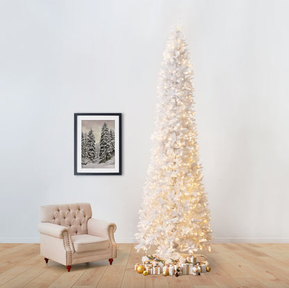 13’ Slim White Artificial Christmas Tree with 1350 Warm White LED Lights and 3924 Bendable Branches - Tampa Home & Garden Store