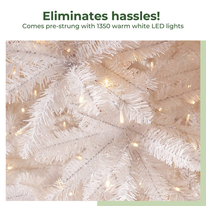 13’ Slim White Artificial Christmas Tree with 1350 Warm White LED Lights and 3924 Bendable Branches - Tampa Home & Garden Store