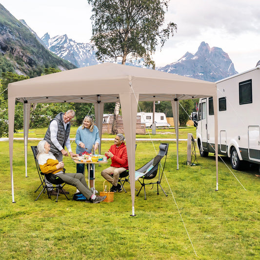 Carpa Toldo Plegable Hexagonal de 13 x 11.5 Pies con Patas Vestidas Ajustable en Altura - Caqui