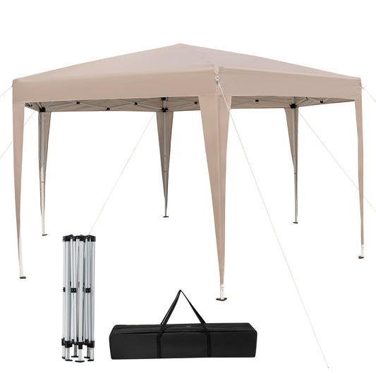 Carpa Toldo Plegable Hexagonal de 13 x 11.5 Pies con Patas Vestidas Ajustable en Altura - Caqui