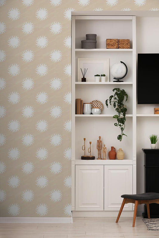 Sol Wallpaper, tan & white - Tampa Home & Garden Store