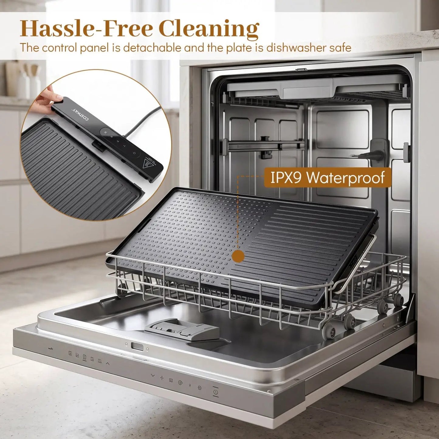 1300W Indoor Electric Grill with Removable Panel