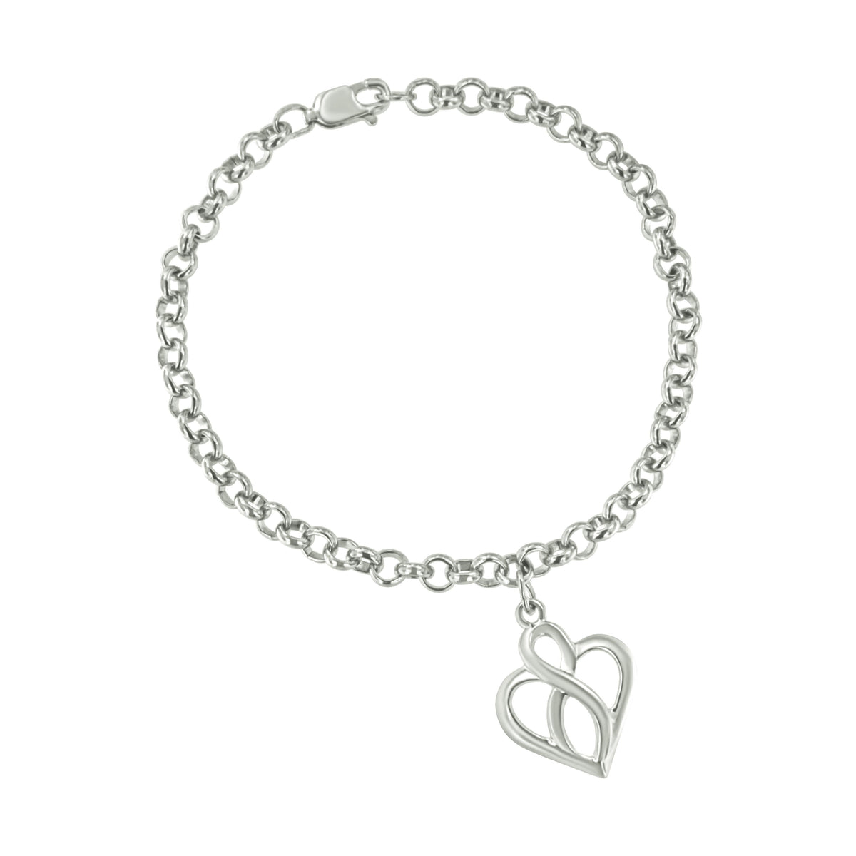 Sterling silver open heart infinity bracelet, chain-link, size 7, Bids.com on Tampa Home & Garden Store