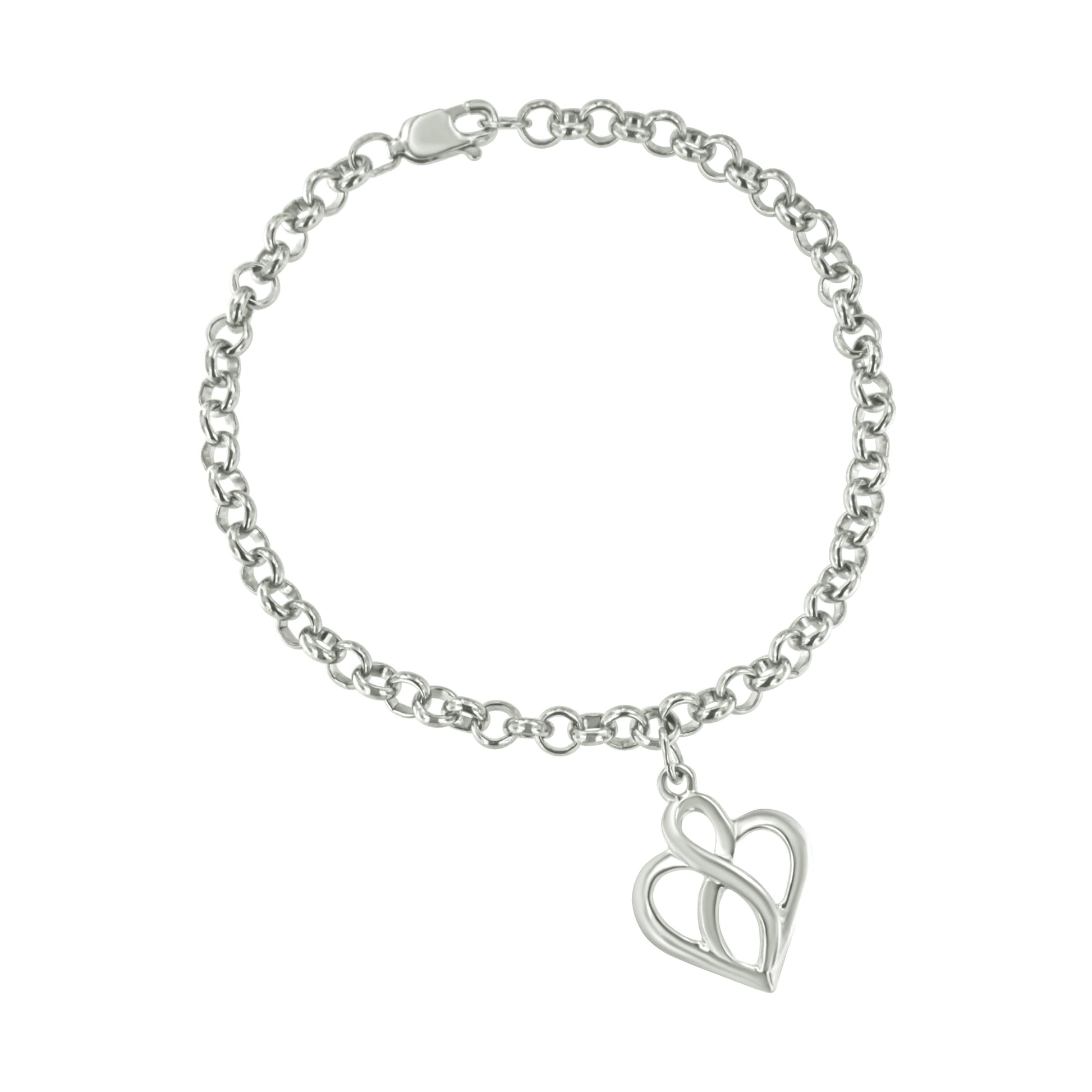 Sterling silver open heart infinity bracelet, chain-link, size 7, Bids.com on Tampa Home & Garden Store