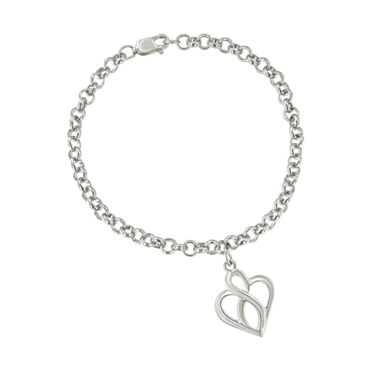 Sterling silver open heart infinity bracelet, chain-link, size 7, Bids.com on Tampa Home & Garden Store