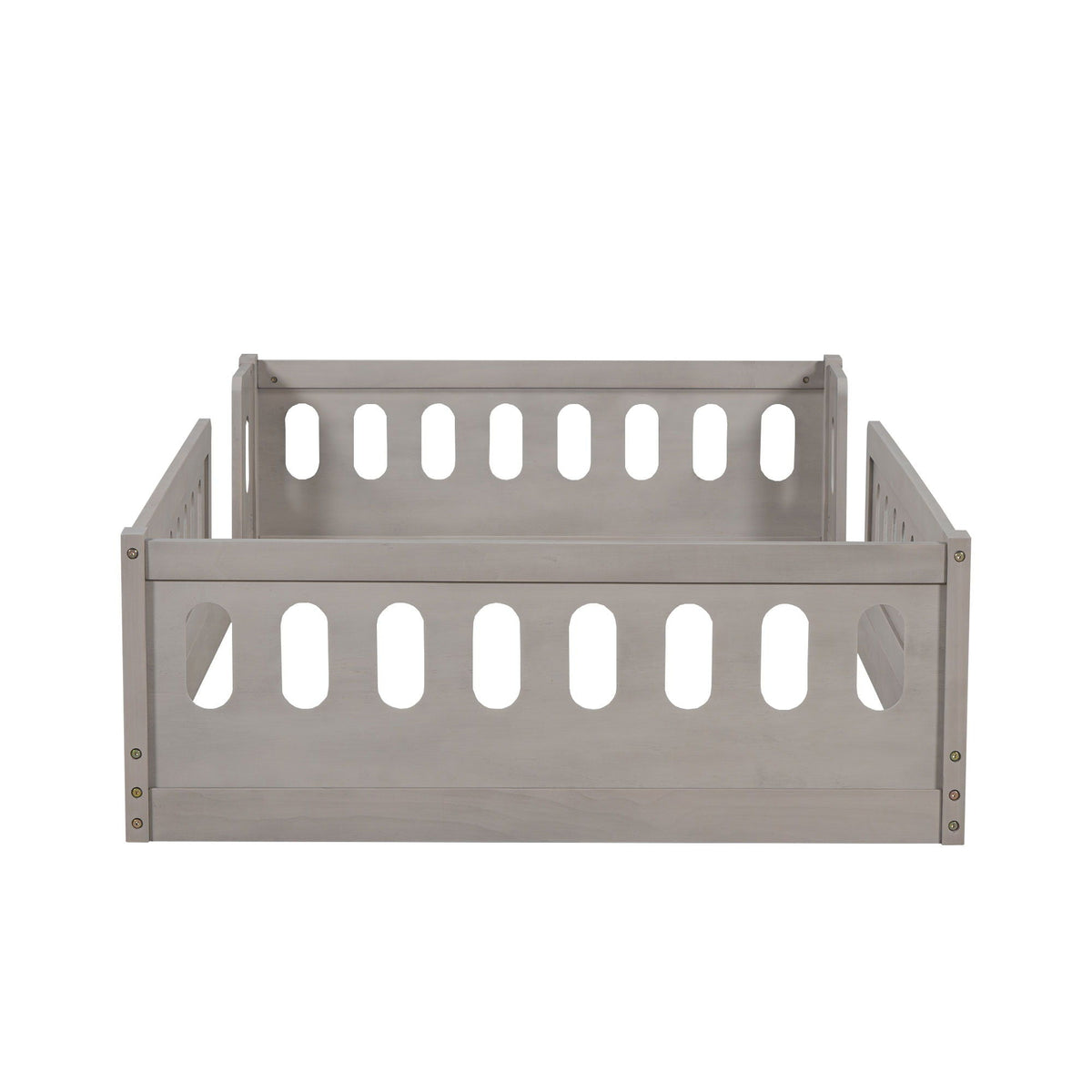 Platform bed with guardrail in gray wood by HouseOfZazla on Tampa Home & Garden Store