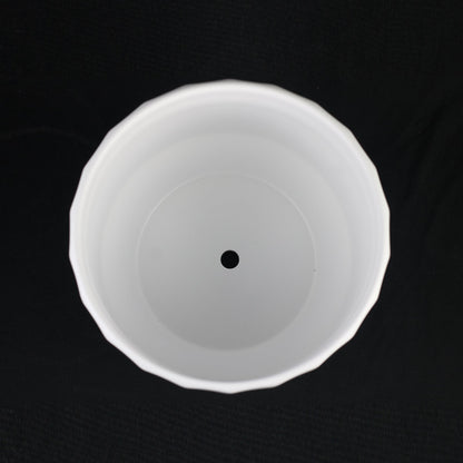 3-Piece White Stoneware Planter Set with Fluted Design